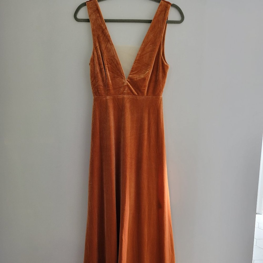 Burnt orange velvet dress